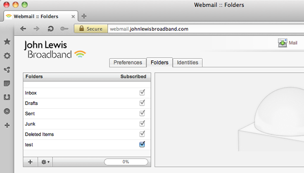 Managing webmail folders