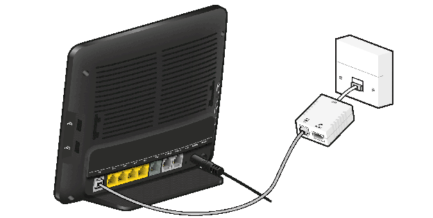 A router connected to the master telephone socket