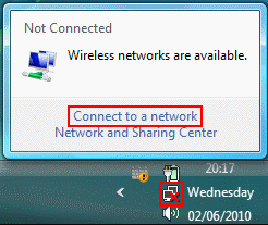 Click the wireless icon and choose Connect to a network.