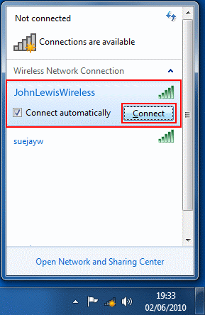 Select your network and click connect.