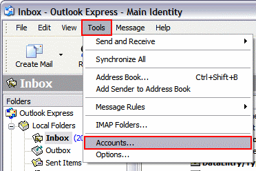 In Outlook Express, go to Tools on the top bar and select Accounts...